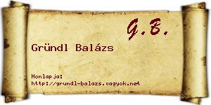 Gründl Balázs névjegykártya