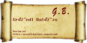 Gründl Balázs névjegykártya